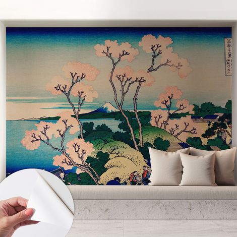 Papier peint adhésif autocollant pour salon chambre à coucher peint imprimé Installation facile Cerisiers en fleurs 208x146 cm (1/5)
