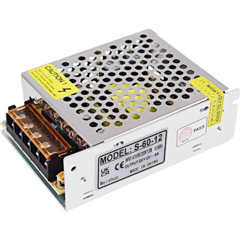 12V 5A Alimentation à Découpage AC 110V / 220V à DC 12V 5A 60W Transformateur pour CCTV, Lumières LED (1/5)