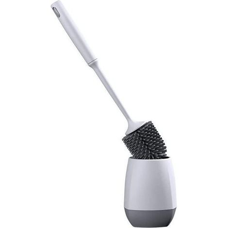 Toilet Brush, Silicone Toilet Brush, Antibacterial Quick-Drying Silicone Toilet Brush, Long-Handled Toilet Brush, Wall/Floor Mount (1/4)
