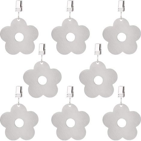 Poids de Nappe en Acier Inoxydable, 8 pcs Lest de Nappe avec Pinces Exterieur Support de Nappe Pendentifs pour Fête, Pique Nique, Jardin, Intérieur, Camping en Plein Air (1/5)