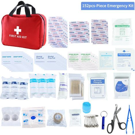 152-teiliges Erste-Hilfe-Set, Outdoor-Survival-Notfallbox, komplette Vielfalt für Arbeitsplatz, Zuhause, Auto, Camping, Reisen, Sport, Mini-Medizinbox, Notfallhilfe