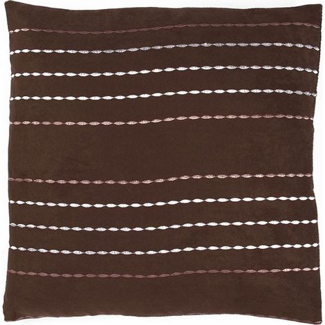 BRODERIE - Coussin effet suédine avec broderies marron 40x40 (1/2)