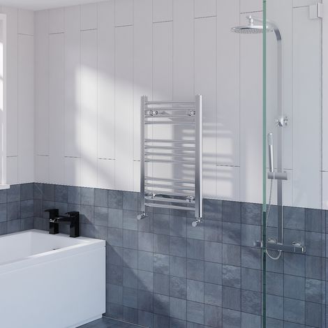 Straight Heated Towel Rail Bathroom Radiator Chrome 700x450mm (1/5)