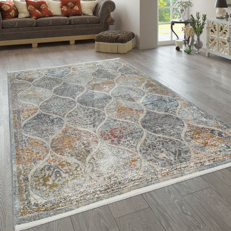 Paco Home – Tapis persan vintage 120x170 cm – Motif oriental multicolore fleurs vert bleu – 100% polyester – Lavable en machine – Compatible chauffage au sol