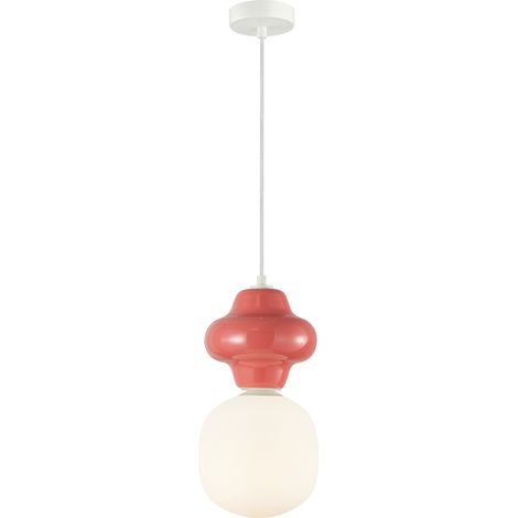 Suspension Art déco céramique rouge Ø18 E14 Italux Latera (1/4)