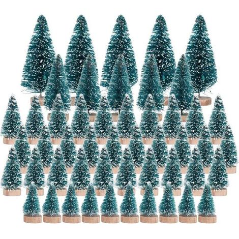 50 Mini Arbres de Noël Artificiels avec Neige et Gel Pins pour Décoration de Fête et Bricolage (1/4)