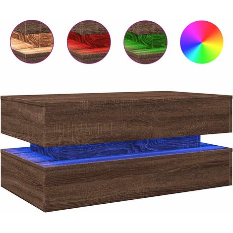 Maison Exclusive - Couchtisch mit LED-Leuchten Braun Eichen-Optik (1/5)