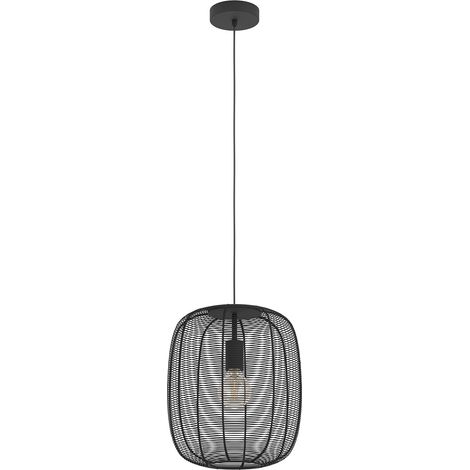 Lampadario A Sospensione Vintage Rinroe Acciaio Nero 1 Luce E27