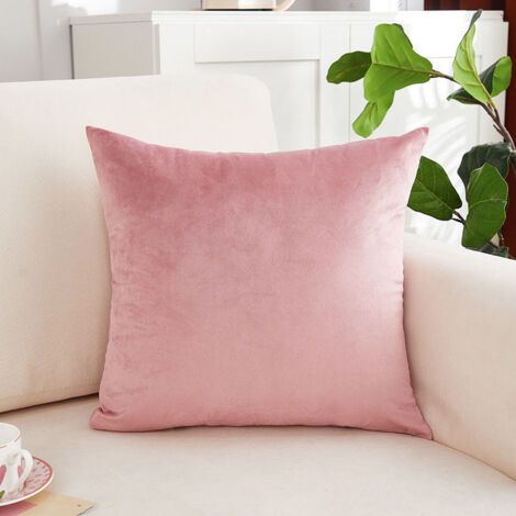 Set di 2 fodere decorative quadrate per cuscini in velluto rosa (45,7 x 45,7 cm) con chiusura a cerniera. Morbide e confortevoli, proteggono i cuscini di divani, auto, soggiorni moderni, letti e camer