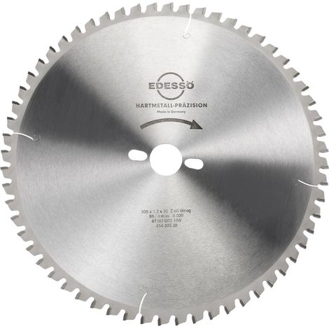 EDESSÖ Kreissägeblatt Präzision Fertigschnitte Wechselzahn negativer Spanwinkel Mehrzahn, HW 305x3,2/2.2x30 Z=60 W neg (1/3)