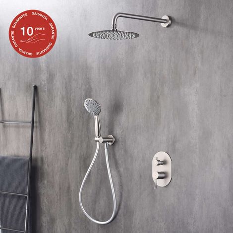 Ensemble de douche encastré mécanique 2 voies SKY BATH nickel brossé Inox S304 série SOUL (1/5)