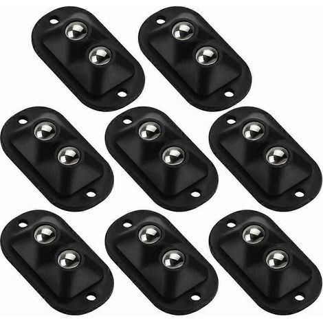 Lot de 8 roulettes adhésives pour meubles - roulettes plates adhésives - noires (1/5)