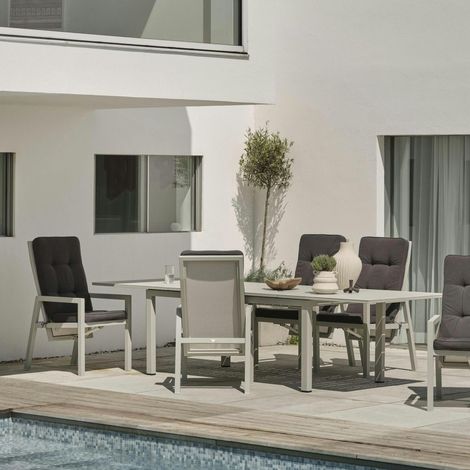 Table de jardin extensible en aluminium gris sable 194/314 cm OSLO (1/5)