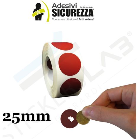 Bollini Scratch off modello gratta e vinci adesivi a cerchio in vari colori - Numero Pezzi: 100 pcs. - Modello: Cerchio Rosso - 25mm