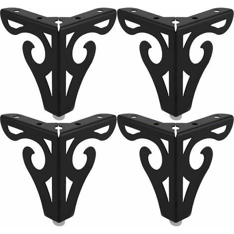 4 Pieces European Style Iron Coffee Table Legs DIY Furniture Leg 10cm Height with Screws - Black (1/4)