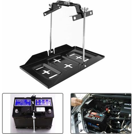 Ej.Life Plateau de Batterie Réglable, Bac à Batterie Voiture Support de Fixation de Batterie Universel avec Pince pour Automobile Marine (1/5)
