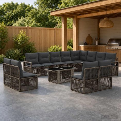 Set Divano da Giardino 13 pz Grigio e Grigio Scuro polyrattan vidaXL (1/5)