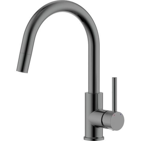 Primaster Küchenarmatur Niederdruck mit herausziehbarer Brause Paris gunmetal