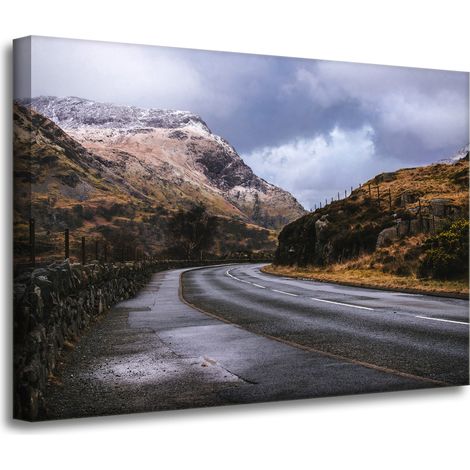 Leinwanddruck Naturstraße durch die Berge 70x50 cm