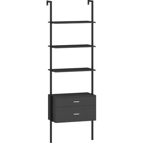 Libreria a parete con 4 ripiani aperti 60 x 30 x 184 cm pratico contenitore e design moderno legno MDF nero 200010753