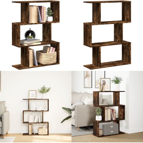 vidaXL Étagère séparatrice de pièce à 3 niveaux chêne fumé 70x24x97 cm (1/5)