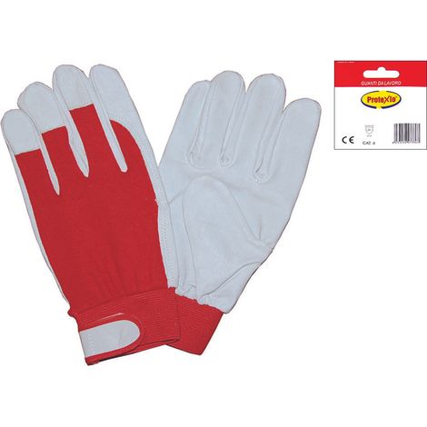 Guanti da lavoro in maialino dorso cotone rosso - tg. 8