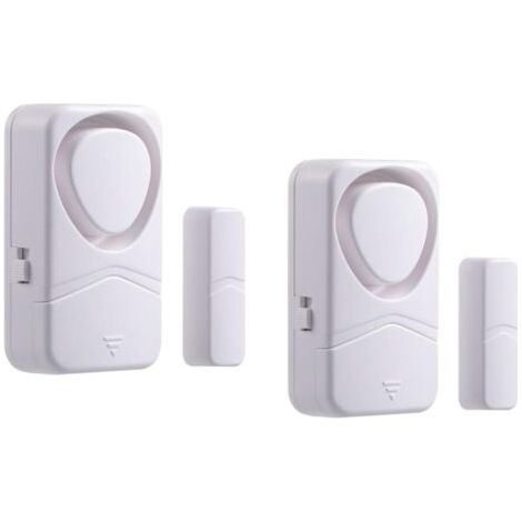 BUNTHAUS Blanc, Lot De 2 Alarmes De Fenêtre De Porte, Capteur D'entrée Magnétique Alerte Antivol Carillon Antivol 110 DB pour La Maison Garage Enfants Sécurité Bricolage Protection (1/5)