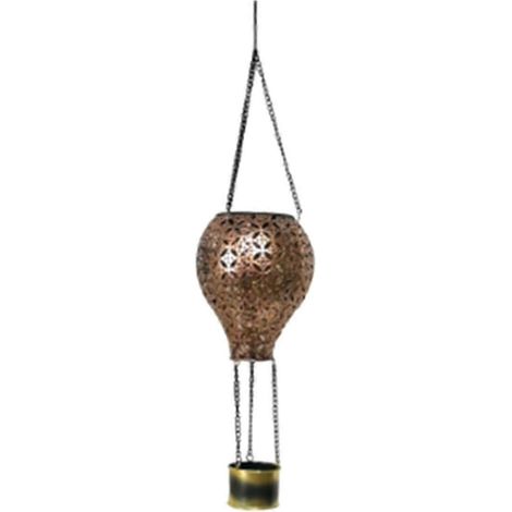 Lanterne solaire montgolfière, lanterne montgolfière solaire ajourée en forme de fleur, étanche pour l'extérieur (1/4)