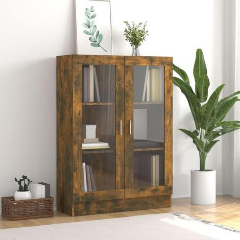 Vitrinenschrank Räuchereiche 82,5x30,5x115 cm mit 3 Fächern (1/5)