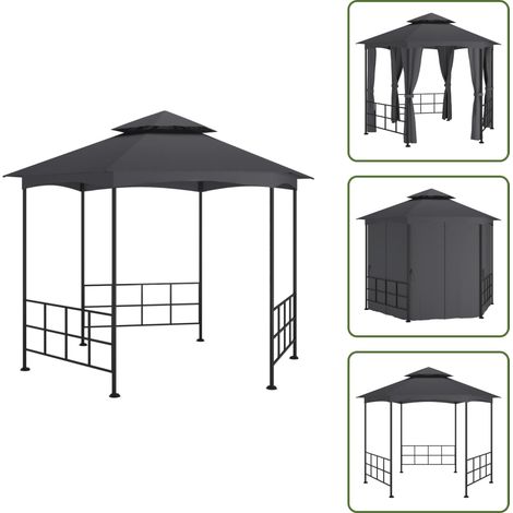 Belvédère avec parois 3,1x2,7 m Anthracite - Auvent - Gazebo - Parasol - Abri Jardin - Terrasse Couverte (1/5)