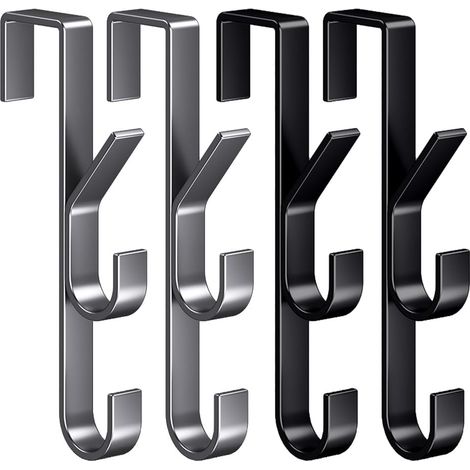 4 Pcs Crochets de porte, Crochet de Porte Vertical à Suspendre, Crochets à Vêtements pour Porte et Armoire, pour Suspendre Des Objets Porte Chambre à Coucher, Salle de Bains,Bureau et Cuisine (1/5)