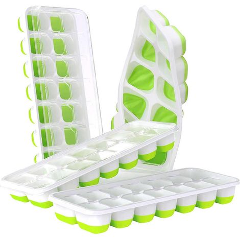 Set mit 4 Eiswürfelformen aus flexiblem Silikon, leicht zu entformen, für 14 Eiswürfel.