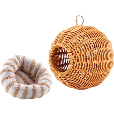 Nid D'oiseau – Cabane D'abri Pour La Faune Extérieure À Suspendre Abri Pour Animaux Imitation Rotin, Nichoir Aviaire, Nid De Lit D'oiseau Monté Sur Cage Pour Pinsons Perroquet Perruche Perruche Se R (1/5)