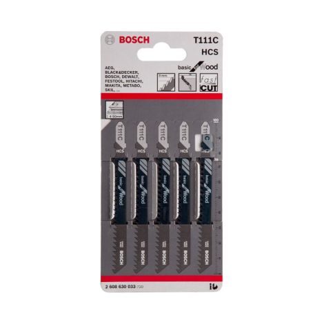 Bosch T 111 C Jigsaw Blades Pack of 5 - High Carbon Steel