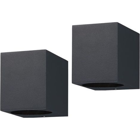 Set of 2 Outdoor Wall Lights, Anthracite Grey, GU10 Aluminum Downlights, IP44 Waterproof Outdoor Lighting Fixture for Garden, Yard, Patio, Balcony, Terrace, Garage (1/4)