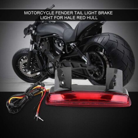Luz trasera de motocicleta, luz de freno de motocicleta, extremo posterior del fender, iluminación LED para placas, luz de freno, luz trasera, luz de parada para Bobber, Café Racer y A. (1/4)