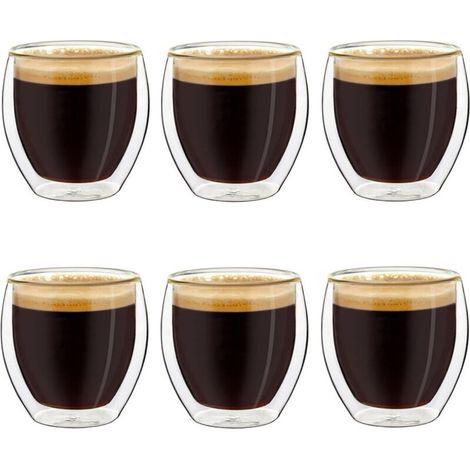 Verres à expresso à double paroi, lot de 6 100 ml, tasses à moka, verres thermiques à effet flottant (1/5)