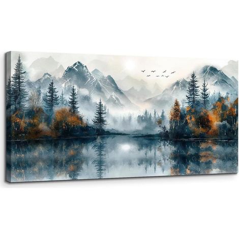 Leinwandbild Dunkelblauer Blick auf einen Bergsee 100L x 50B cm (1/5)