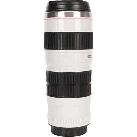 Tasse café objectif appareil photo, mug en acier inoxydable avec couvercle hermétique, tasse photographe voyage pour hommes femmes blanc (1/5)