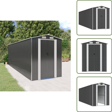 Geräteschuppen Anthrazit 192x606x223 cm Verzinkter Stahl - Gartenschuppen - Gerätehaus - Werkzeuglager - Außenaufbewahrung - Metallschuppn (1/5)