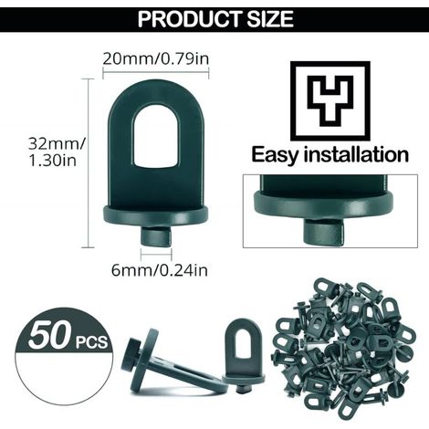50 ganci per serra, in plastica, accessori per serra per appendere cesti, vasi, piante da giardino, rete isolante in plastica per ombreggiare (1/4)