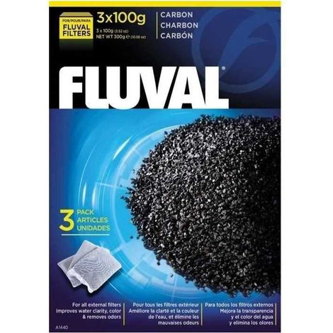 Fluval Carbone Attivo Nero Sacchetti 100 g per Acquario (1/3)