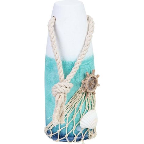 Figura de decoración colgante de madera marina azul 7.5x7.5x26h cm (1/5)