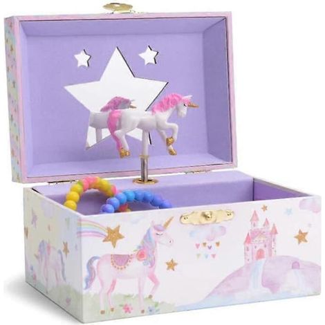 Coffret à bijoux licorne pour filles et garçons - Coffret à bijoux musical pour filles - Cadeaux pour petites-filles de 8 ans - Idée cadeau de Noël - Petite licorne (1/5)
