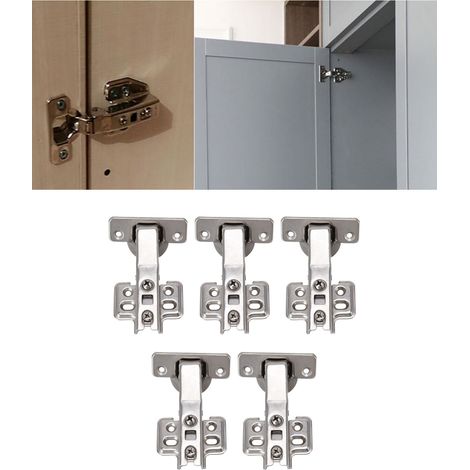 5er-Pack korrosionsbeständige hydraulische Anschlagscharniere zur Geräuschreduzierung und Beschleunigung des Schließvorgangs – für Schrank-, Kleiderschrank- und Bücherregaltüren