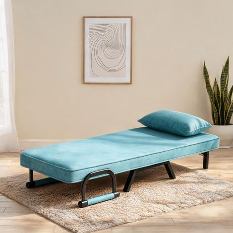 Fauteuil coloris bleu en lin métal Sponge 190 x 74 x 26 cm (1/5)