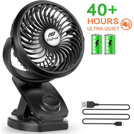 Ventilateur Poussette - Ventilateur à Pince Portable avec Batterie Rechargeable 4400 mAh - Silencieux 40 dB - Autonomie Jusqu'à 40 Heures - Pour Poussette Activités Extérieures - 1 Pièce (1/5)