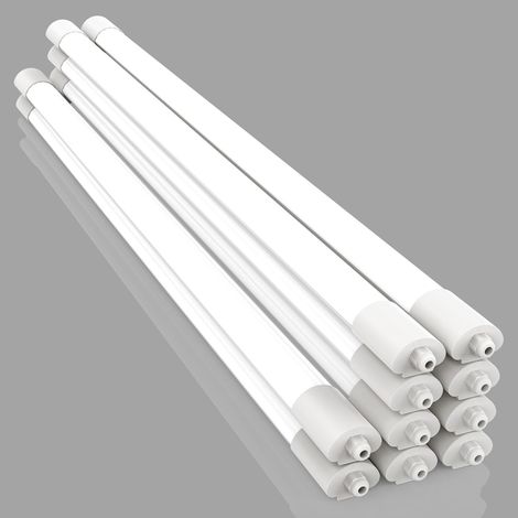 Amdelne 10er Pack 120cm LED Feuchtraumleuchte Weiß 36W 4100LM,Neutralweiß 4000K,PC,IP65,Halbrund LED-Lichtleisten für Badezimmer Keller Garage [klasse E]