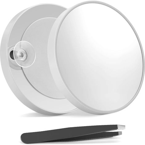 20-facher Vergrößerungsspiegel – 8,9 cm großer weißer Schminkspiegel mit 2 Präzisionsklammern, ideal für Make-up und Haarentfernung.