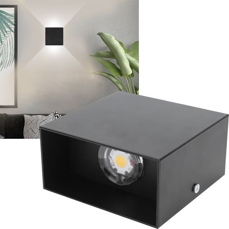 Applique murale LED 7W, lampe carrée d'intérieur pour chambre, couloir, porche, balcon, décoration 100265V (coque noire, lumière blanche) (1/5)